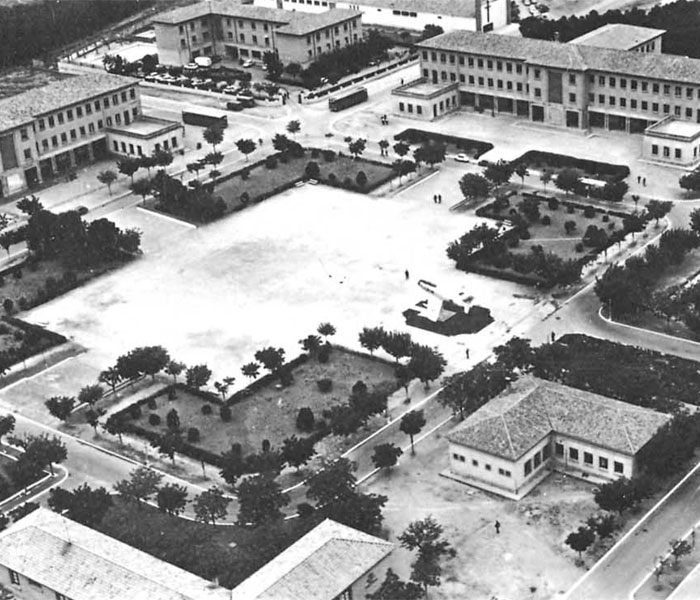 Vista aérea histórica de la plaza de armas