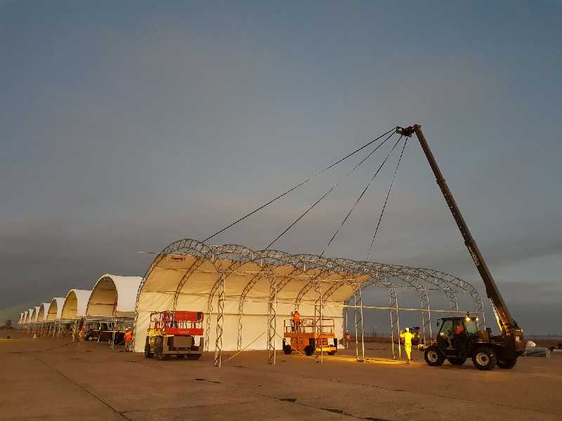 Instalación de shelters en la base aérea de Talavera