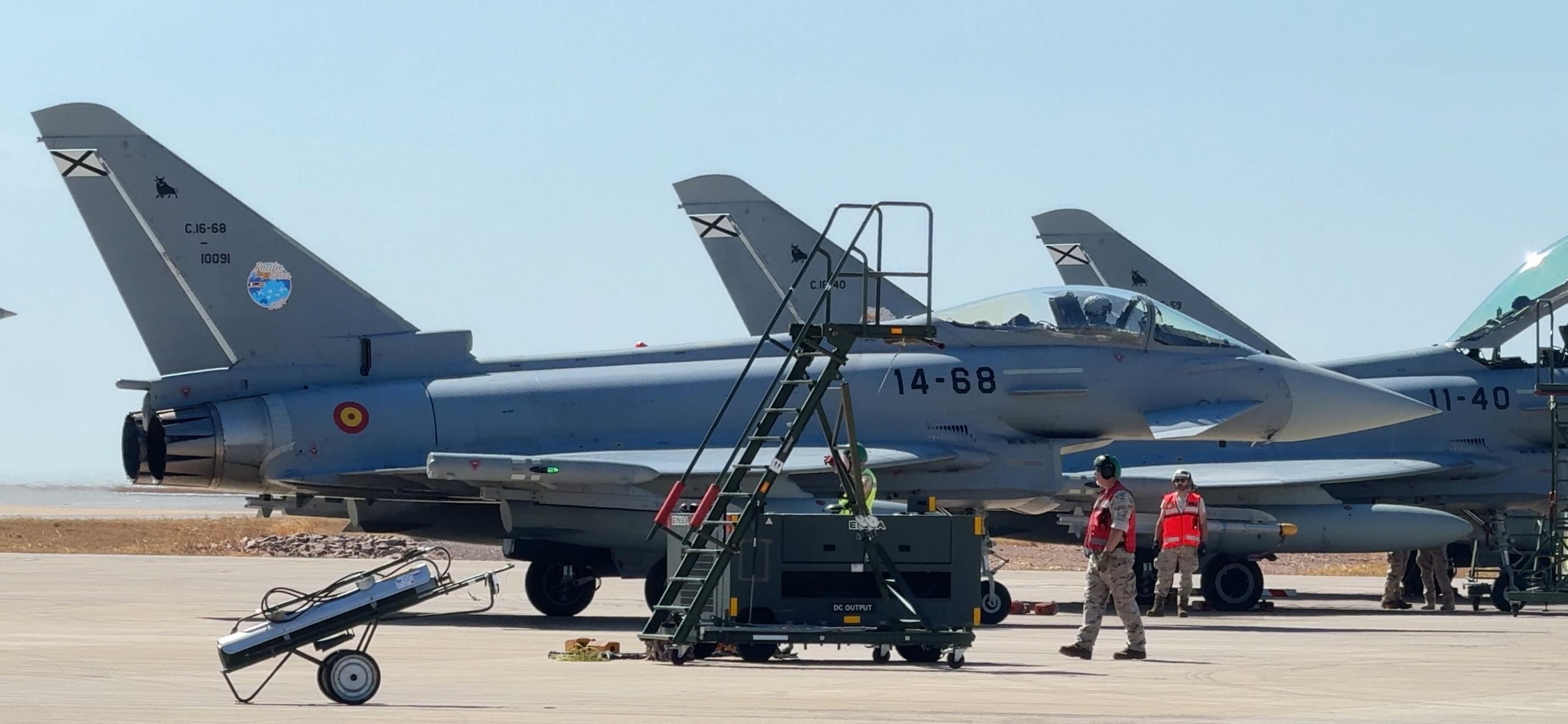 Imagen de Eurofighters españoles en la base aérea de Darwin Australia