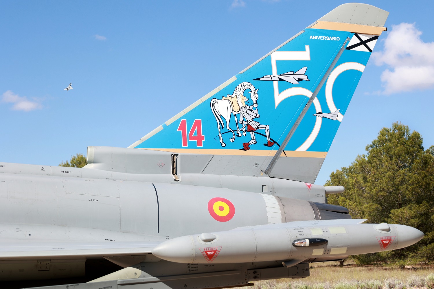 Imagen de Don Quijote ya brilla en la cola del Eurofighter del 50 aniversario del Ala 14