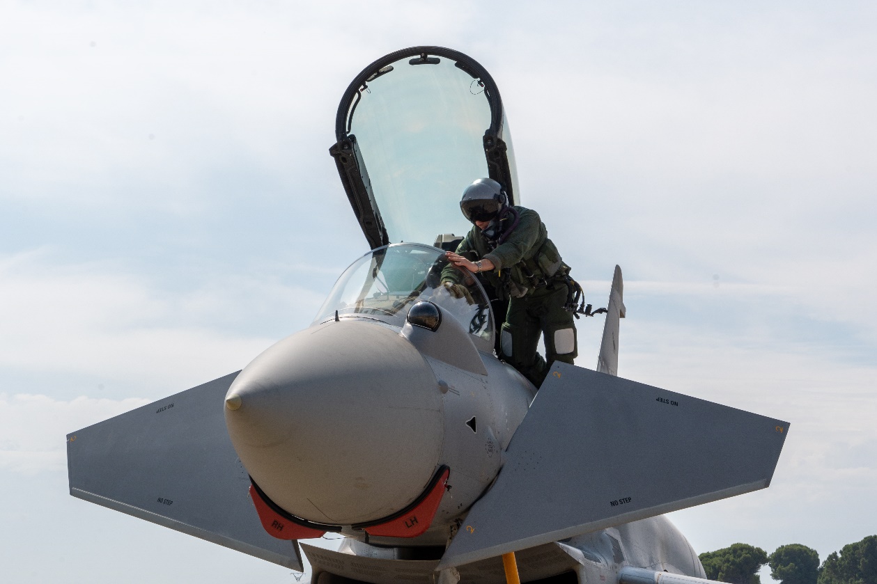 Imagen de Eurofighter del Ala 11 preparado para el inicio de una misión QRA